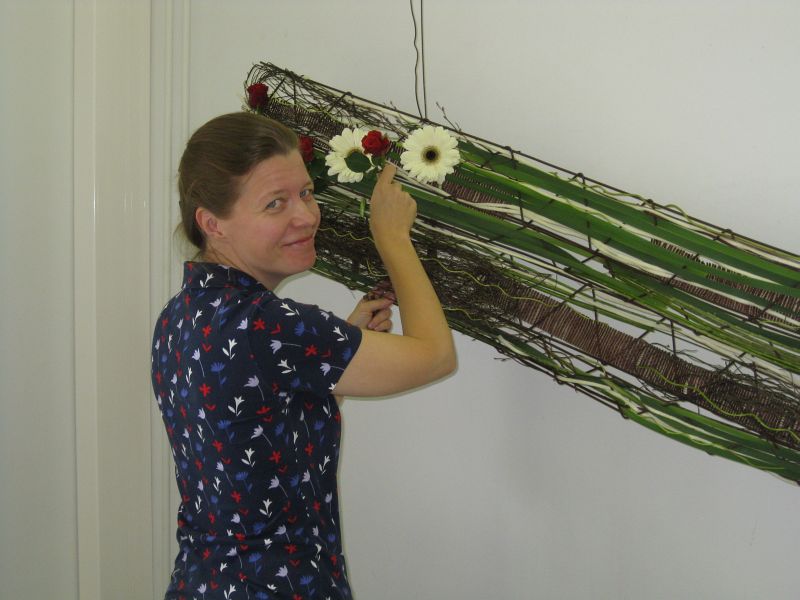Florist student Anna Ferman, training work